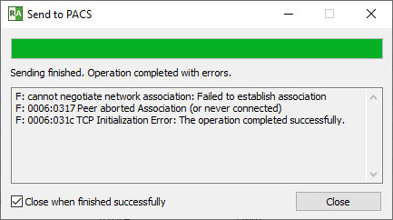 RadiAnt-DICOM-Viewer-Send-To-PACS-Error