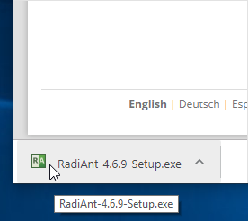 Click RadiAnt installer in a webbrowser